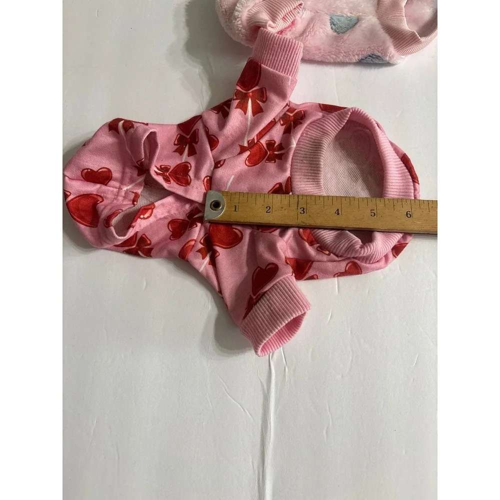 Dog Heart Shirt Bundle (XXS) Tea Cup Size, Valentines, Pink, Heart Lollipop, Fuz